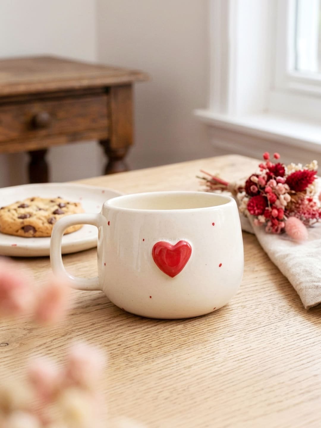 Red Love Heart Ceramic Cup