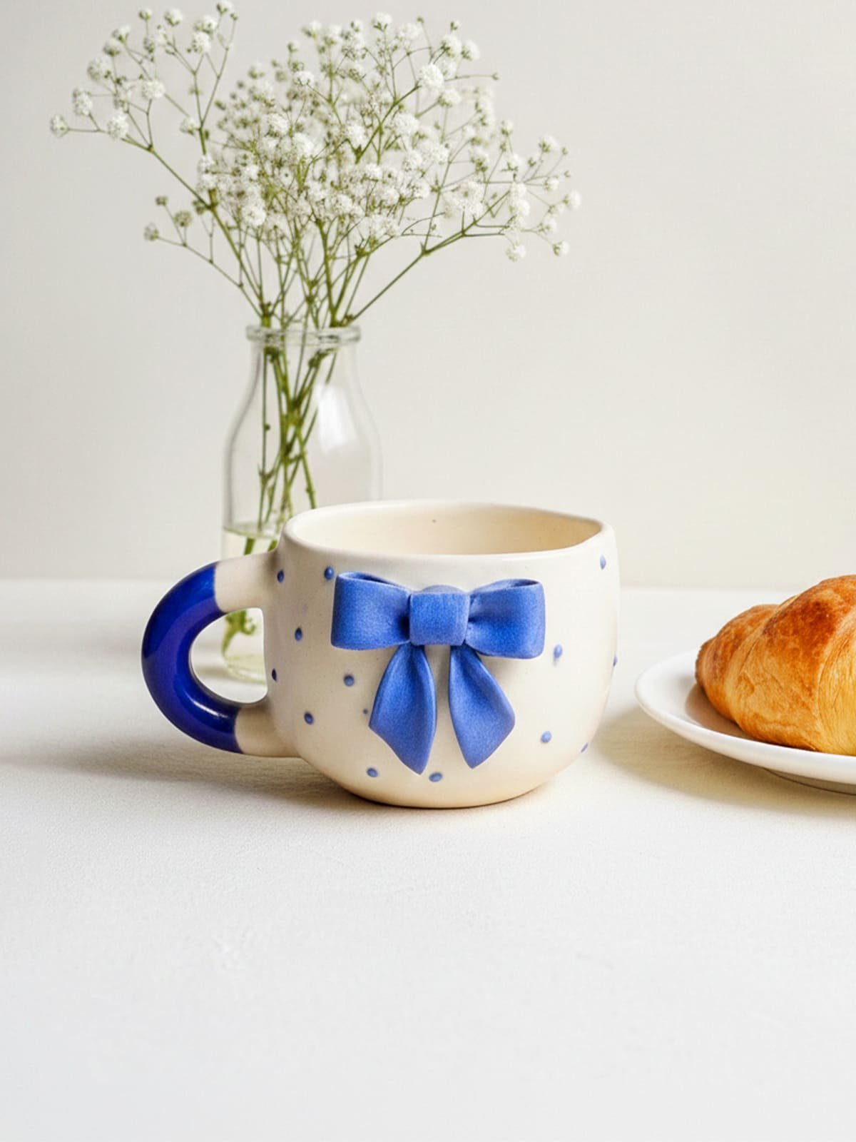 Cute Blue Bow Ceramic Mug