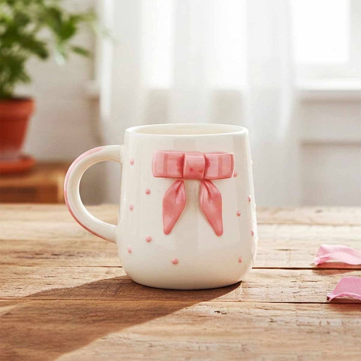 Pink Bow Ceramic Aesthetic Mug