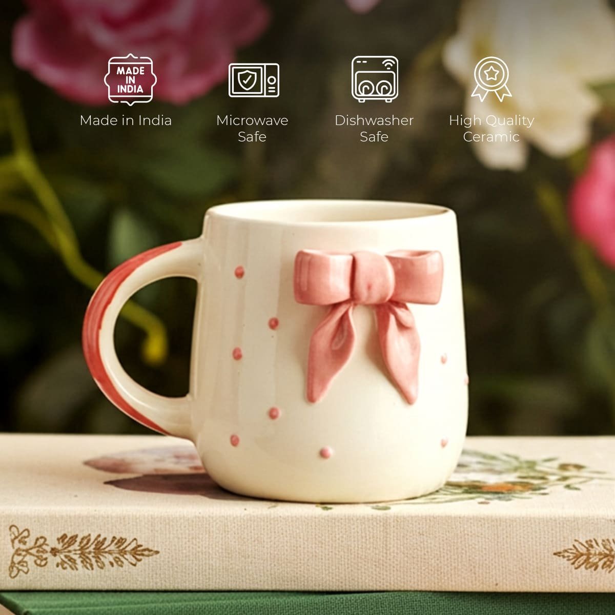 Pink Bow Ceramic Aesthetic Mug