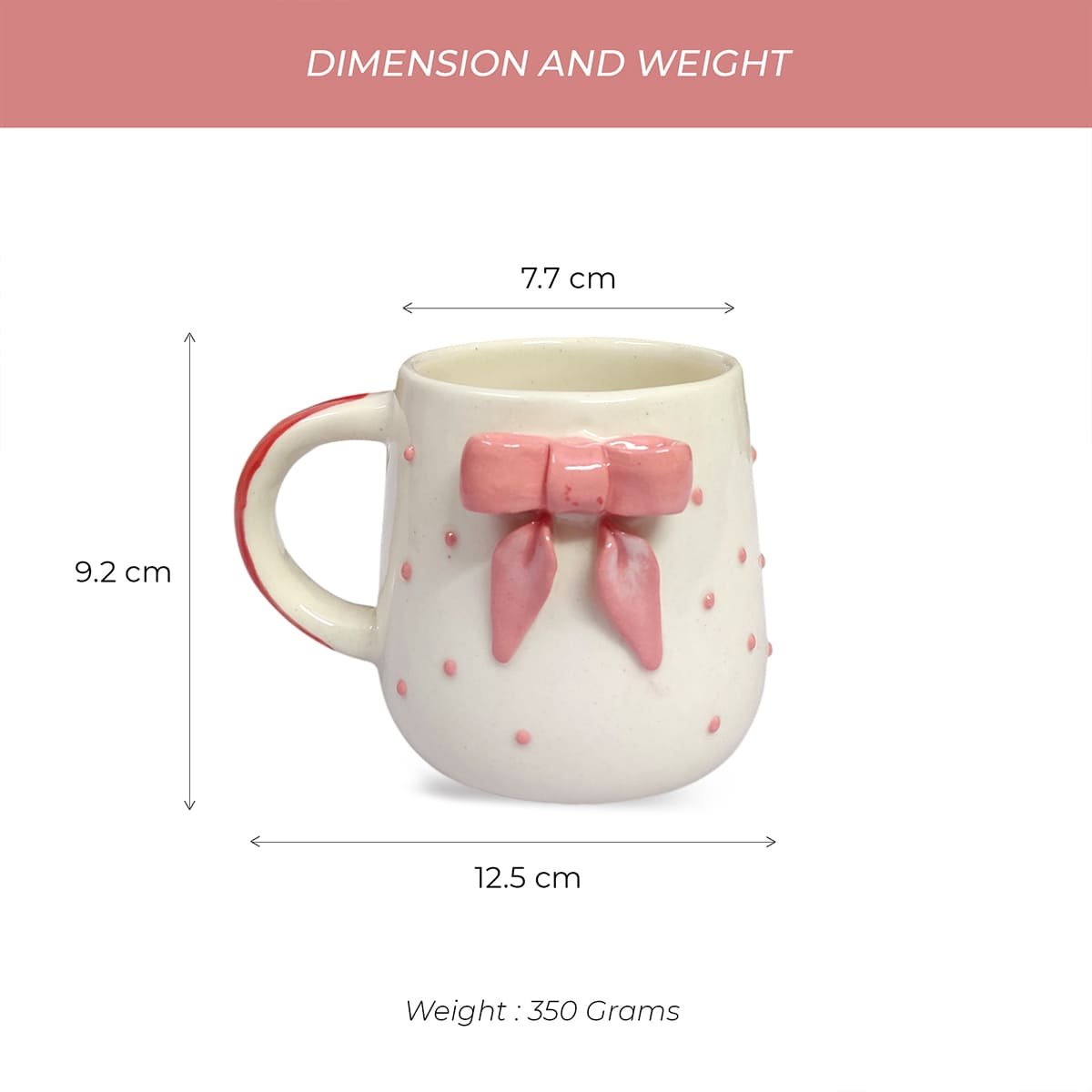 Pink Bow Ceramic Aesthetic Mug